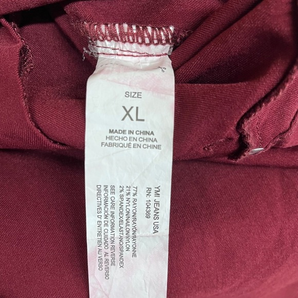 Wide Leg Chino Pant Burgundy Womens Size XL Skater - Picture 6 of 9